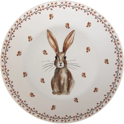 Clayre & Eef Porcelánový jedálenský tanier Rustic Easter Bunny 26 x 2 cm