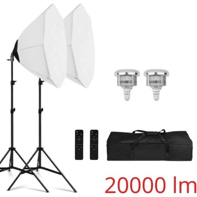 Fotověci 20000lm! 2x LED Octagon Softbox Světlo + 2x Stativ + 2x Ovladač Oktagon – Zboží Živě