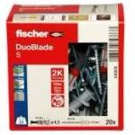Fischer Gipskartondübel DUOBLADE S (hellgrau/rot, 20 Stück, mit Schraube)