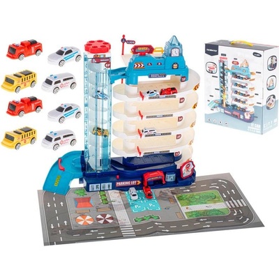 KIK Parkovacia garáž 5 úrovní elektrický výťah + rohož + 8 áut KX5530