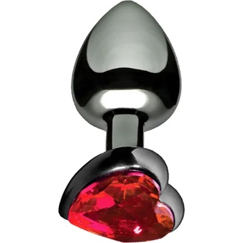XMS Метално дилдо Butt Plug "SILVER HEART RED" 7 см. Размер-S