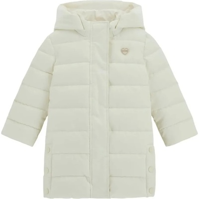 GUESS Дълго зимно яке за мини момиче в мръсно бял цвят с двойно закопчаване и качулка Guess