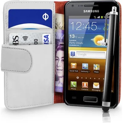 Samsung I9070 Galaxy S Advance Wallet Калъф Бял + Протектор
