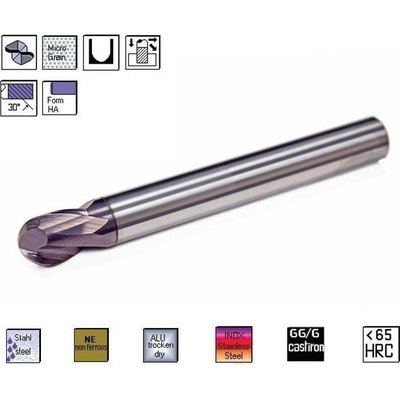 SK kulová fréza pr. 5,0 x 9,0 x 75 mm 2bř. 30° TiAlN , CERANIT 87.500