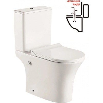 Inter Ceramic Моноблок ICC 7937S BIDET, Inter Ceramic, седалка и капак, порцелан, бял, с биде, 83x65x37.5см (7937S BIDET)