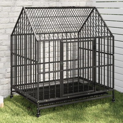 vidaXL Klec pro psy na kolečkách 100 x 77 x 115 cm pozinkovaná ocel černá 9799.172208