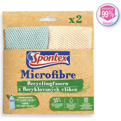 Spontex Microfibre Recyclingfasern mikroutierka z recyklovaných vlákien 30 x 30 cm 2 ks