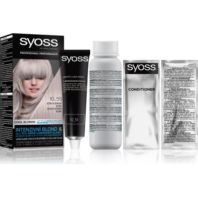 Syoss Permanent Cool Color перманентната боя за коса със студен подтон цвят 10_55 Ultra Platinum Blond