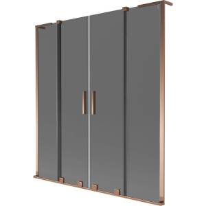 Mexen Velar L Duo преграда за вана с две крила плъзгаща се 160 x 150 см, графит, розово злато - 896-160-003-42-60 (896-160-003-42-60)