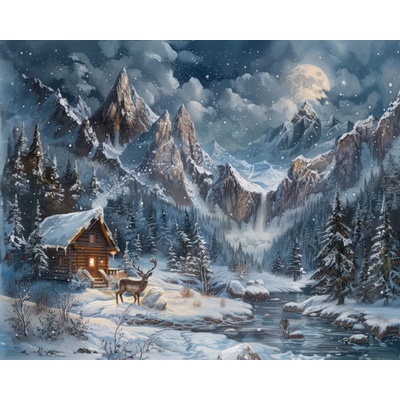 ZUTY Obrazy na stenu - SOBY, CHATA A HORY V ZIME Rámovanie: bez rámu a bez vypnutia plátna, Rozmer: 40x50 cm
