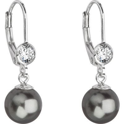 Pavona Stříbrné náušnice visací s perlou Swarovski šedé kulaté 31196.3