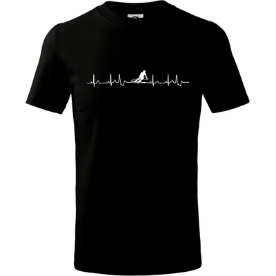 Lyžiar EKG tričko detské čierna
