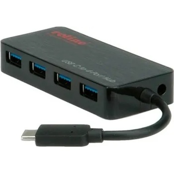 Roline USB 3.2 Gen 1 концентратор, 4 порта, кабел с конектор тип C и захранване 14.02. 5035-5 (14.02.5035-5)