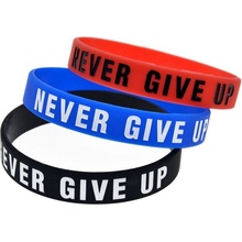 Blingstar Motivační silikonový náramek NEVER GIVE UP B1605