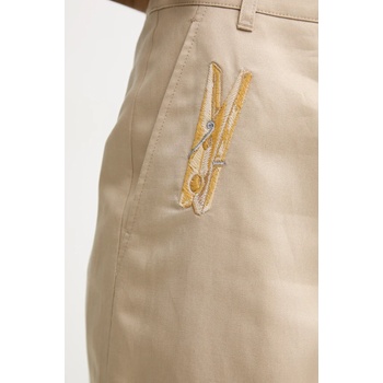 Moschino Jeans Къс панталон с лен Moschino Jeans в бежово с апликация с висока талия 0327 3716 (0327.3716)