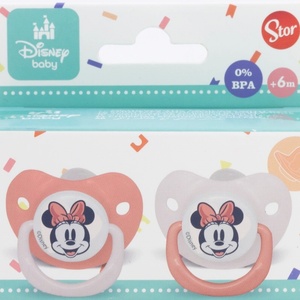 Stor Силиконови залъгалки Stor - Minnie Mouse Heart Full, 6+ м, 2 броя (10767) - baby