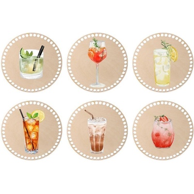 ČistéDřevo Dřevěné podtácky k obháčkování letní drinky 10cm