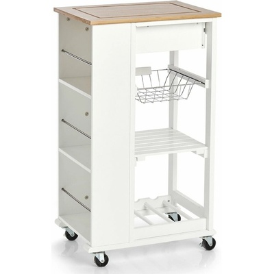Kuchyňský vozík Zeller bambus / MDF bílý 50 x 37 x 8 65 cm