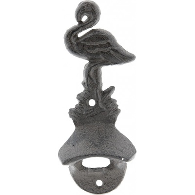 Nástěnný litinový otvírák na láhve Plameňák - 7*4*16 cm - Clayre & Eef