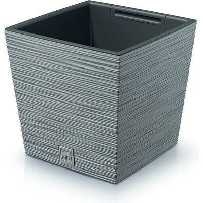 Kvetináč FURU SQUARE LOW sivý 30 cm s vkladom