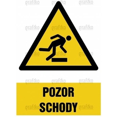 Grafiko | Nebezpečí zakopnutí - Text obrázku Pozor schody, Materiál Samolepící PVC folie, Rozměr 210x148mm