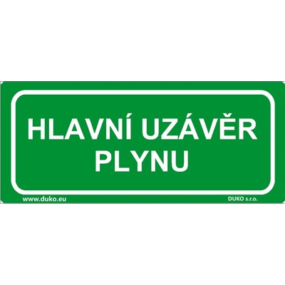 DUKO HLAVNÍ UZÁVĚR PLYNU Formát: 210 x 90 mm, Materiál: plast 1 mm, samolepící vinylová fólie