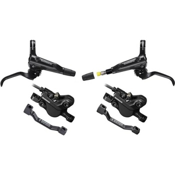 Shimano MT501 čierna predná a zadná komplet bez kotúčov, čierne hadice (zadný J-kit)