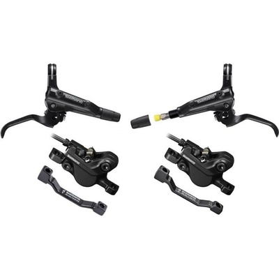 Shimano MT501 čierna predná a zadná komplet bez kotúčov, čierne hadice (zadný J-kit)