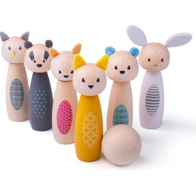 Bigjigs Toys - Дървен мини боулинг - Горски животни (32010)