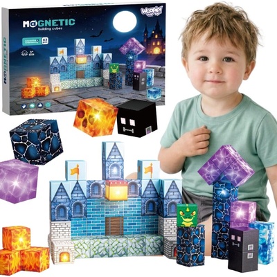 Woopie magnetické kocky pixelový hrad 64 ks