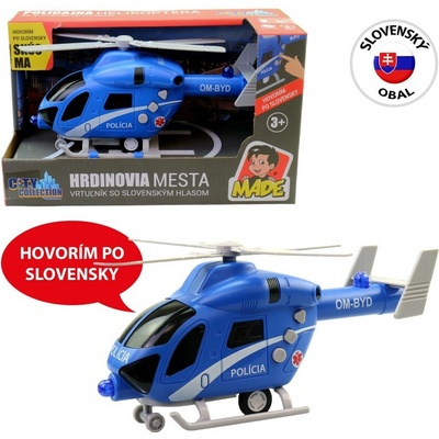 MADE Vrtulník policejní na setrvačník, na baterie se světlem a zvukem 20 cm