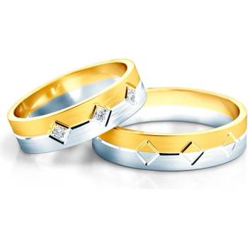 Image 1 of SAVICKI Сватбени халки: двуцветно злато, плоски. 5 мм