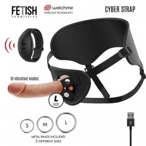 Fetish Submissive Пенис колан с вибриращо дилдо и дистанционно Cyber Strap L