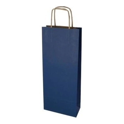 Papírová taška na víno modrá 140x80x390 mm s krouceným uchem od 25 ks