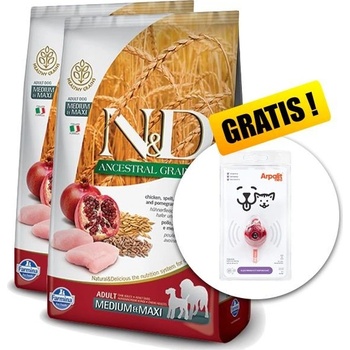 N&D dog LG Puppy Medium & maxi chicken, spelt, oats & pomegranate 2 x 12 kg