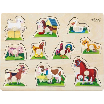 Pino Дървен пъзел с дръжки, Pino - Домашни животни (4312T-1)