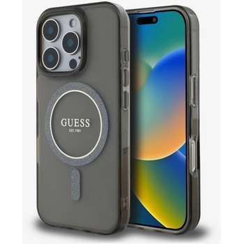 GUESS IML пръстен с брокат MagSafe заден капак за iPhone 16 Pro черен Guess | Lilav | ЖЕНИ | UNI