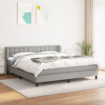 vidaXL Боксспринг легло с матрак, светлосиво, 160x200 см, плат (3126573)