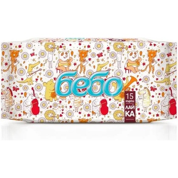 Image 1 of Bebo Влажни кърпички Bebo - С екстракт от лайка, 15 броя (858)