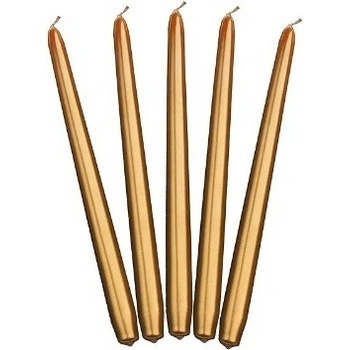 Sviečka kónická - metalická zlatá - 29 cm