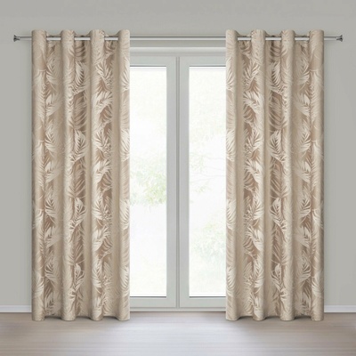 EUROFIRANY ZATEMŇOVACÍ ZÁVES NA KRÚŽKOCH VERA 140X250 CM LISTY