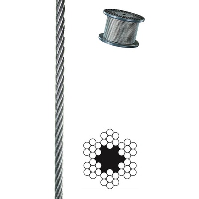 Penar Oceľové lano DIN 3055 spletenie 6x7+FC 4mm Zn 6X7ZN04