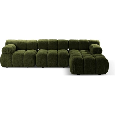 Micadoni Зелен модулен ъглов диван от букле (десен ъгъл) Bellis - Micadoni Home (MIC_SET5R_213_F1_BELLIS5)
