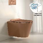 Inter Ceramic Конзолна тоалетна чиния 5237ROSE GOLD TORNADO, седалка и капак, порцелан, розово злато, 52x36.5x36см (5237ROSE GOLD)