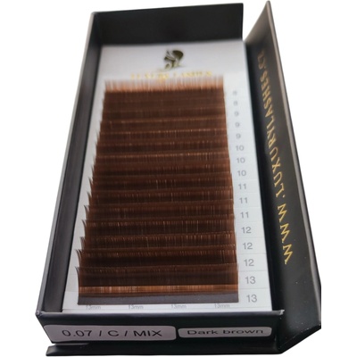 Luxury Lashes Volume Dark brown Zakrivenie umelých rias: CC, Dĺžka umelých rias: Mix dĺžok 8-13 mm, Hrúbka rias: 007