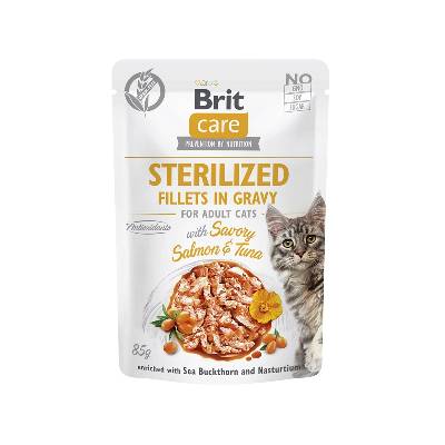 Brit Care Cat kapsička Sterilized Fillets in Gravy Salmon & Tuna 85 g