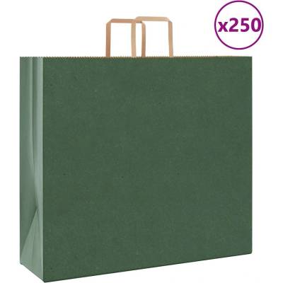 vidaXL Papírové tašky 250 ks s uchy zelené 54x15x49 cm