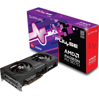 Видео карта AMD Radeon RX 9070, 16GB, Sapphire Pulse, PCI-E 5.0, GDDR6, 256-bit, DisplayPort, HDMI (11349-03-20G)