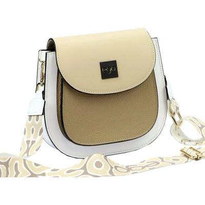 Béžovo- kožená crossbody kabelka Ego bílá