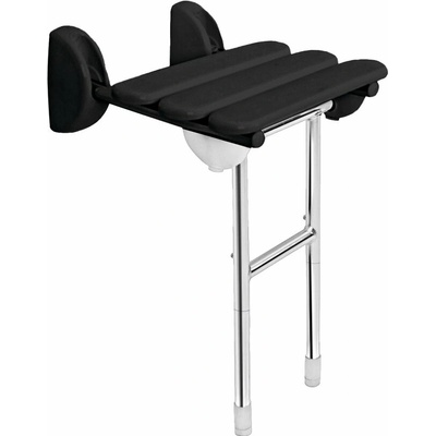 Ridder HANDICAP sklopné sedátko 38 x 36 cm do sprchového koutu s podpěrou černá A140110-1